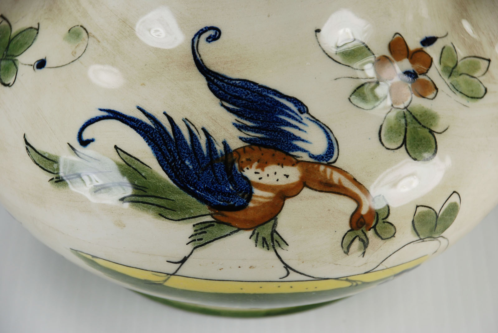 Vintage Capodimonte Made in Italy Ceramic 10.5 in Teapot with Pewter